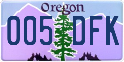 OR license plate 005DFK