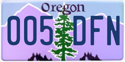 OR license plate 005DFN
