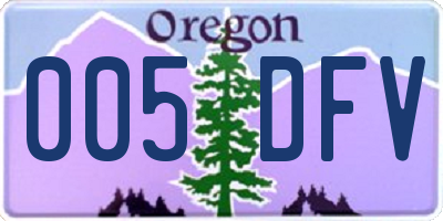 OR license plate 005DFV