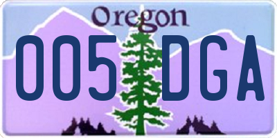 OR license plate 005DGA