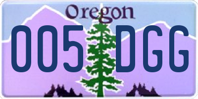 OR license plate 005DGG