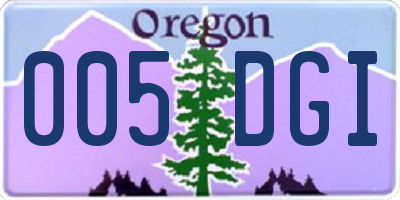 OR license plate 005DGI