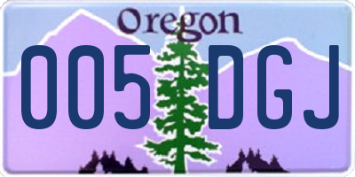 OR license plate 005DGJ