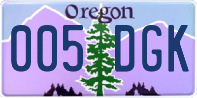 OR license plate 005DGK
