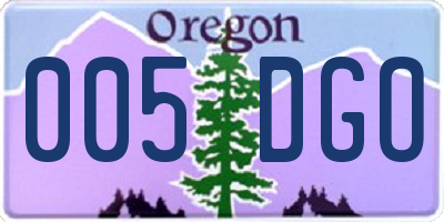 OR license plate 005DGO