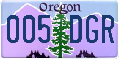 OR license plate 005DGR