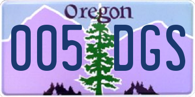 OR license plate 005DGS