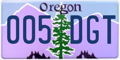 OR license plate 005DGT