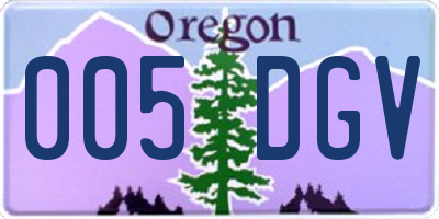 OR license plate 005DGV