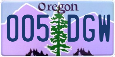 OR license plate 005DGW