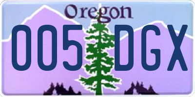 OR license plate 005DGX