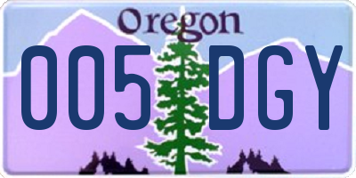 OR license plate 005DGY