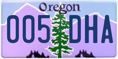 OR license plate 005DHA