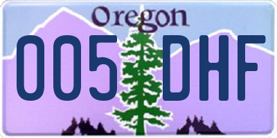 OR license plate 005DHF