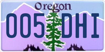 OR license plate 005DHI