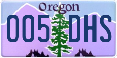 OR license plate 005DHS