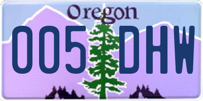 OR license plate 005DHW