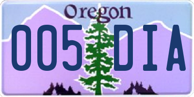 OR license plate 005DIA