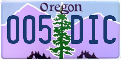 OR license plate 005DIC