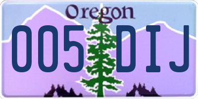 OR license plate 005DIJ