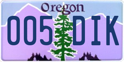 OR license plate 005DIK