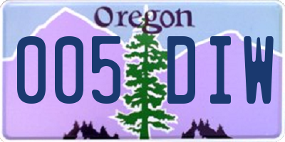 OR license plate 005DIW