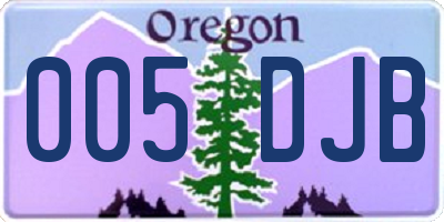 OR license plate 005DJB