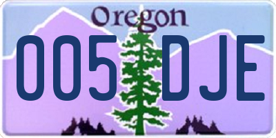 OR license plate 005DJE