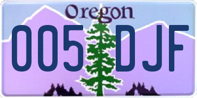 OR license plate 005DJF