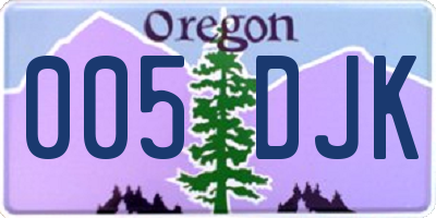 OR license plate 005DJK