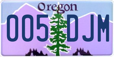 OR license plate 005DJM