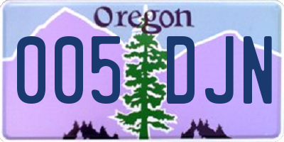 OR license plate 005DJN