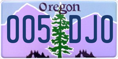 OR license plate 005DJO