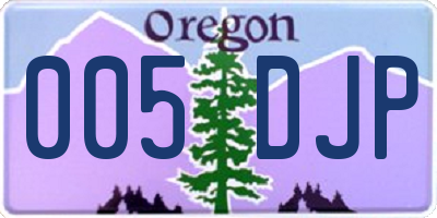 OR license plate 005DJP