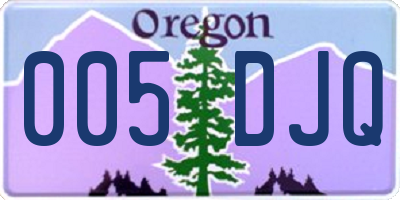 OR license plate 005DJQ