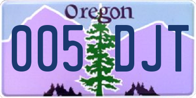 OR license plate 005DJT