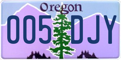 OR license plate 005DJY