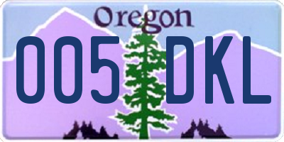 OR license plate 005DKL