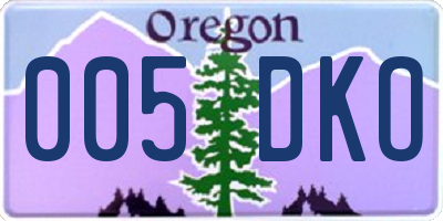 OR license plate 005DKO