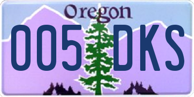 OR license plate 005DKS