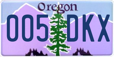 OR license plate 005DKX