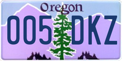 OR license plate 005DKZ
