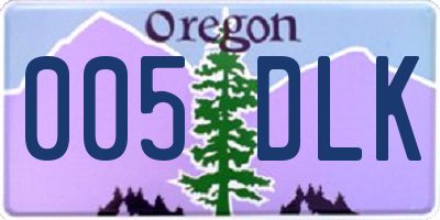 OR license plate 005DLK