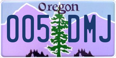 OR license plate 005DMJ