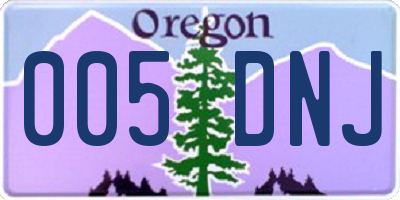 OR license plate 005DNJ