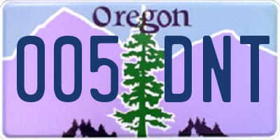 OR license plate 005DNT