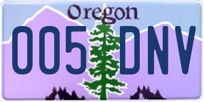 OR license plate 005DNV