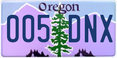 OR license plate 005DNX