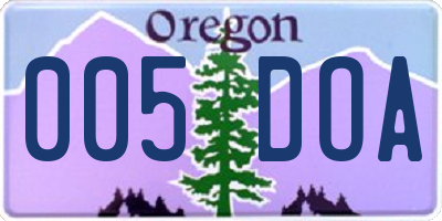 OR license plate 005DOA