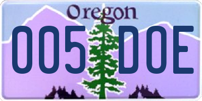 OR license plate 005DOE